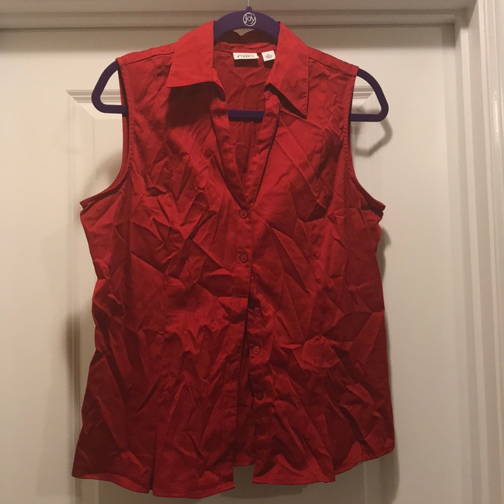 Cato Red sleeves collard top - Picture 2 of 3